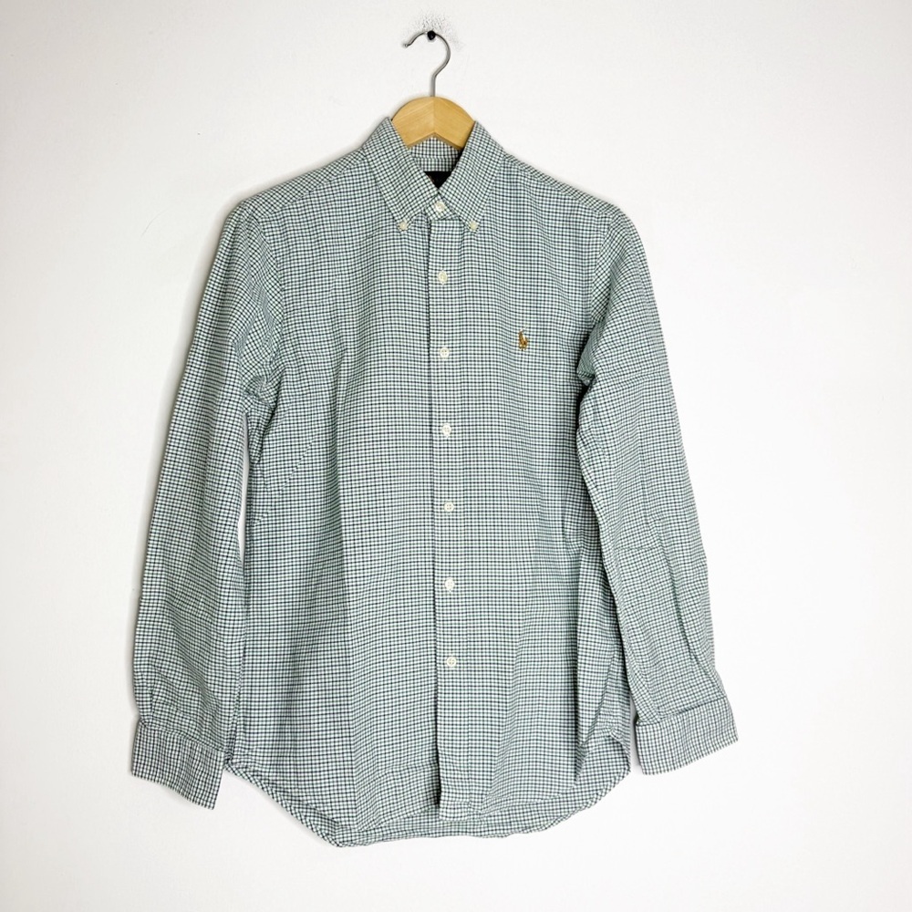 Ralph Lauren Green Navy White Check Button-Down Shirt - Picture 3 of 6